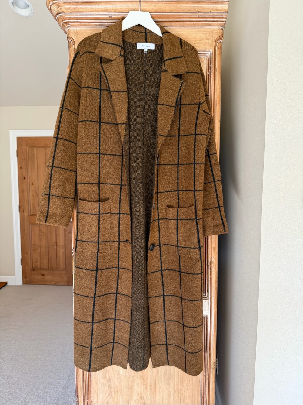 John + Jenn Plaid Sweater Coat size Medium